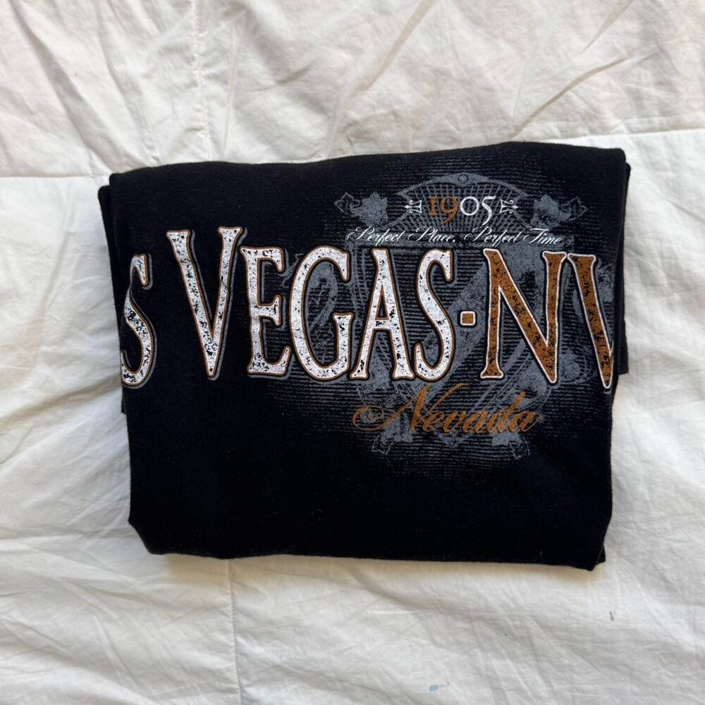 Perrin Black las vegas graphic t shirt short sleeve sz s‎ cotton casual summer